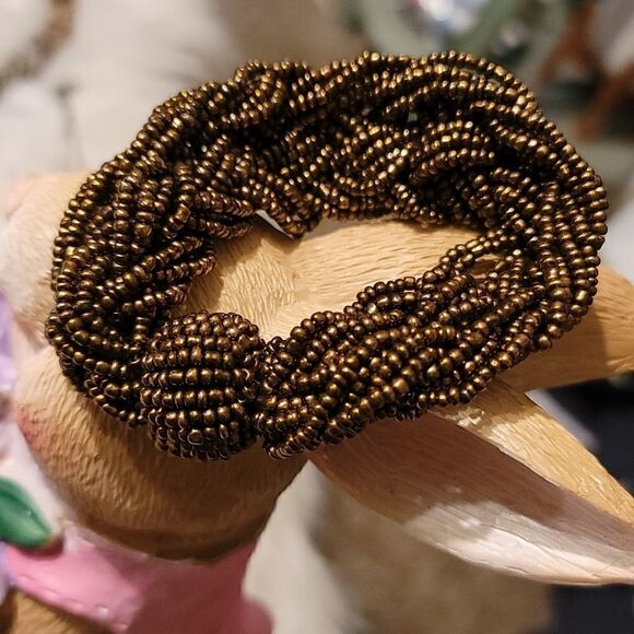 Seed Braided Brass color Bracelet - Picture 2 of 2